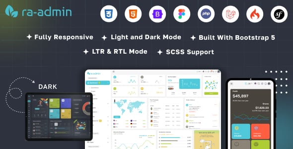 Ra-admin Boostrap, PHP, Laravel, codeigniter, symfony & Figma Admin Dashboard Template