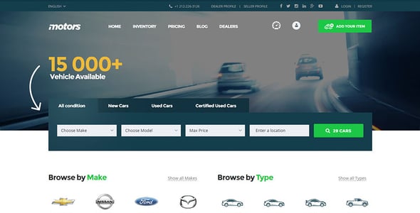 Motors - Car Dealer, Rental & Listing WordPress theme