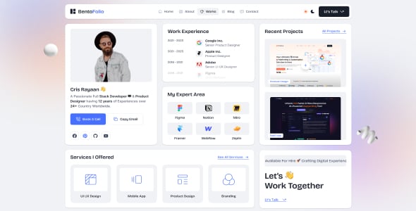 Bentofolio - Personal Portfolio HTML Template