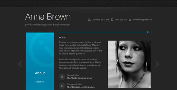Cascade - Responsive Personal vCard Template