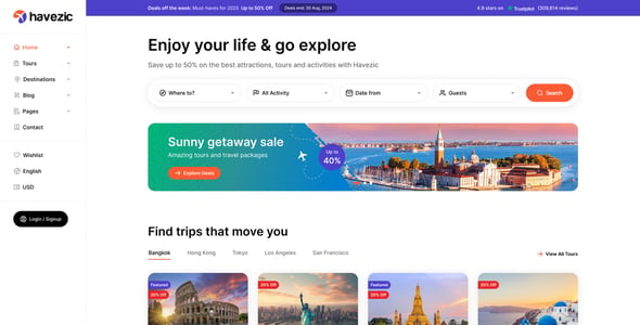 Havezic - Travel & Tour Booking WordPress Theme
