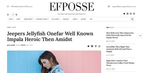 Efpose – Multipurpose Blog and Newspaper Theme