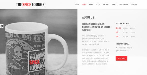 The Spice Lounge - Restaurant / Cafe HTML5 Template