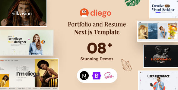 Diego - Creative Personal Portfolio & Resume React Next js Template